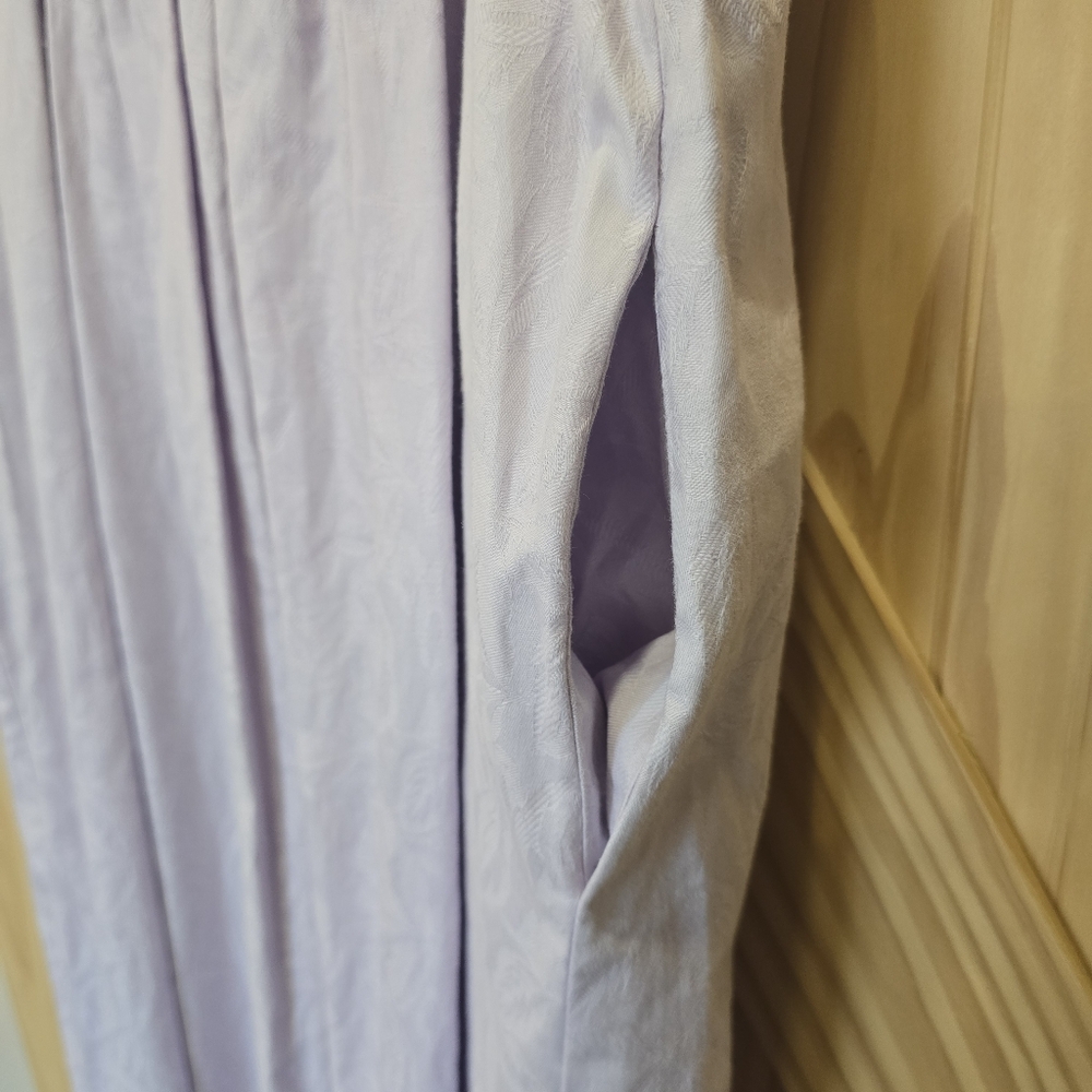 VTG 80s LANZ Lilac Lavender Cottagecore Puff Sleeve Bowback Maxi Dress Womens 14 - Picture 7 of 8